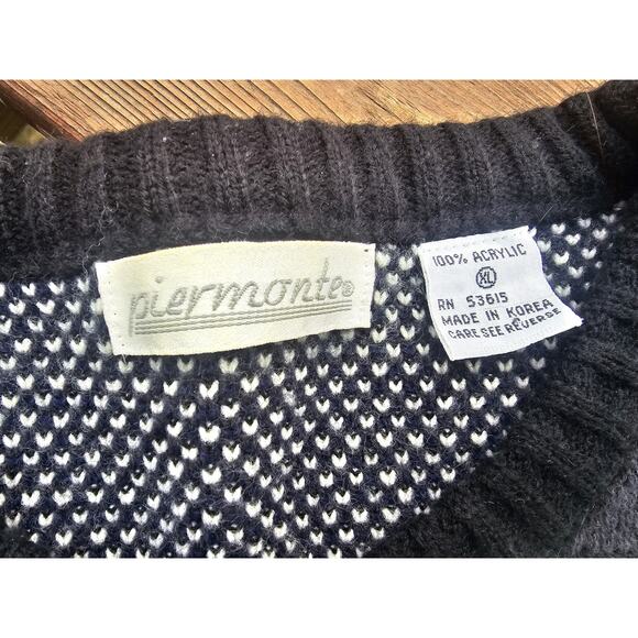 Vintage Piermonte 90s Geometric Crewneck Sweater XL Cosby Grandpa Retro - Picture 3 of 5